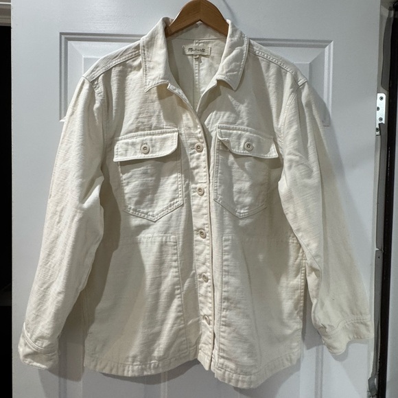 Madewell Drakefield Oversized Shirt-Jacket in Ecru Women’s Size Large - Picture 12 of 14